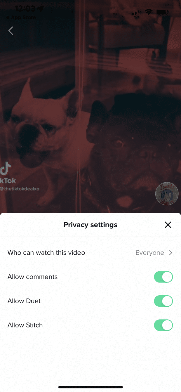 désactiver les commentaires sur des TikToks individuels