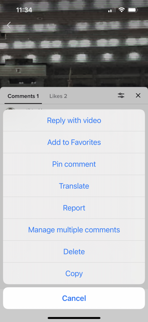 épingler un commentaire sur TikTok