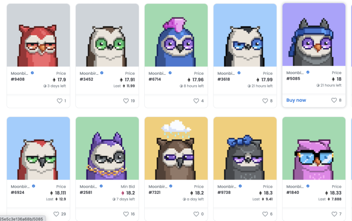 Le volume des échanges de Moonbirds et Solana NFT est en baisse alors que les ventes augmentent de 45%