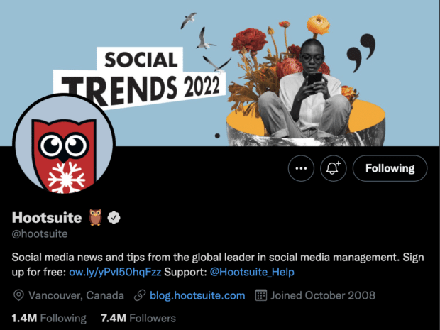 Biographie Twitter de Hootsuite