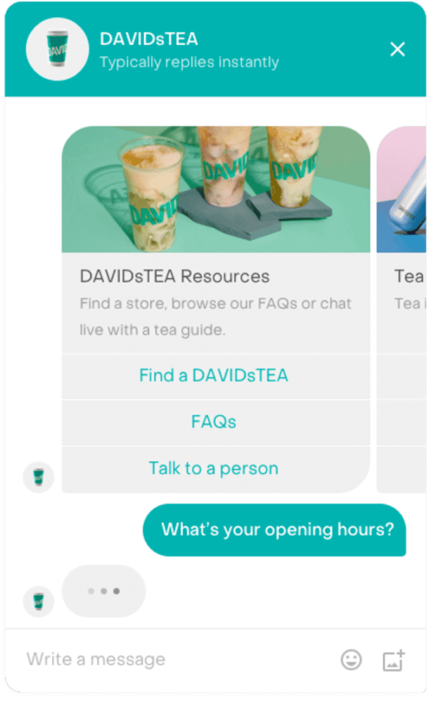 Ressources DAVIDsTEA, y compris FAQ et option parler à une personne