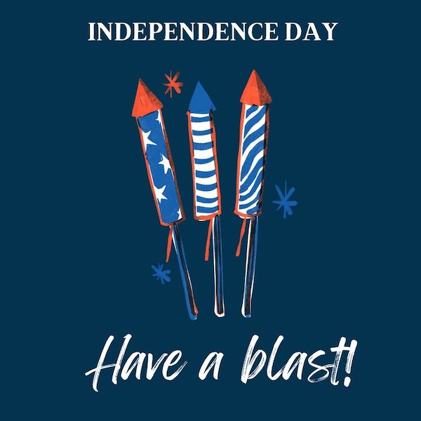 Légendes du 4 juillet pour instagram - graphique avec de la dynamite qui lit le jour de l'indépendance, amusez-vous