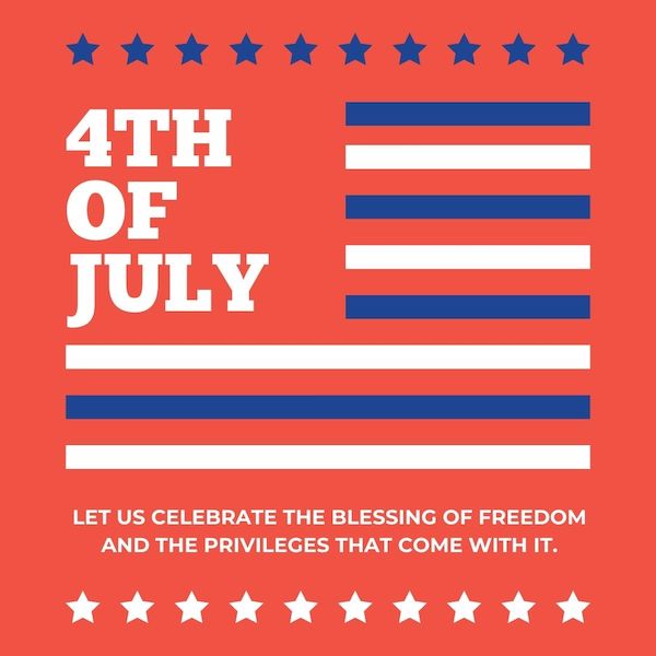 Légendes du 4 juillet pour instagram - graphique qui lit le 4 juillet - célébrer la bénédiction de la liberté