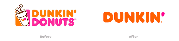 marketing de la psychologie des couleurs - ancien et nouveau logo dunkin