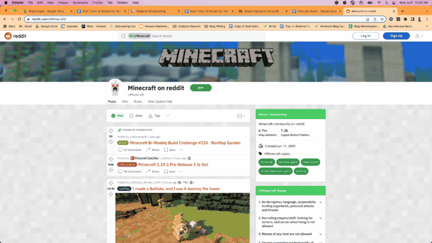 Reddit sous-reddit Minecraft