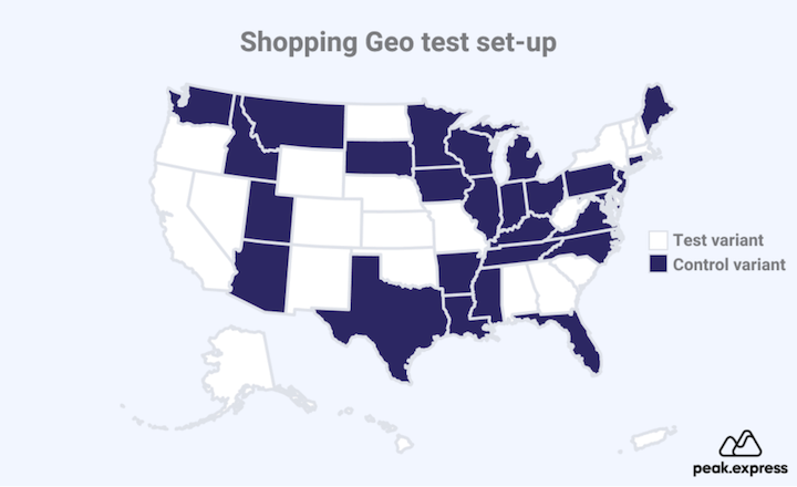 test a/b de google shopping - configuration de l'expérience géographique