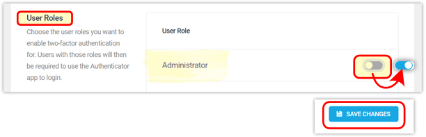 Activez les rôles d'utilisateur administrateur.