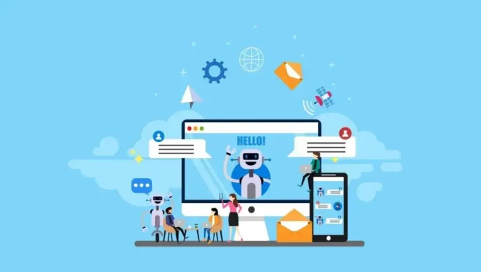 Qu’est-ce que le Marketing AI : Le futur de la stratégie digitale expliqué Représentation visuelle de l’intelligence artificielle appliquée au marketing digital, avec des icônes de données, robots et graphiques analytiques.